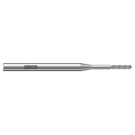 320MERBN .025” Diam., .125” LOC, .250 LBS, 3” OAL, 1/8” Shank 4 Flute Single End Ball End Micro Extended Reach Carbide End Mill