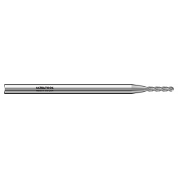 320MERB .093” Diam., .465” LOC, 3” OAL, 1/8” Shank 4 Flute Single End Ball End Micro Extended Reach Carbide End Mill