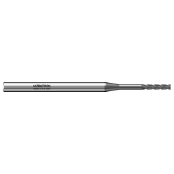 320MERSN .090” Diam., .450” LOC, .1.0 LBS, 3” OAL, 1/8” Shank 4 Flute Single End Square End Micro Extended Reach Carbide End Mill PVD Diamond