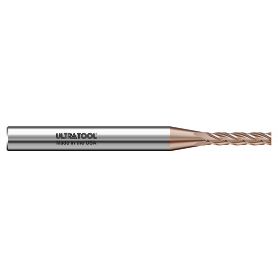 320MXLS .010 Ø .050 x 1.5 x 1/8 4 Flute Square Single End Extra Long Length Micro Carbide End Mill TiCN