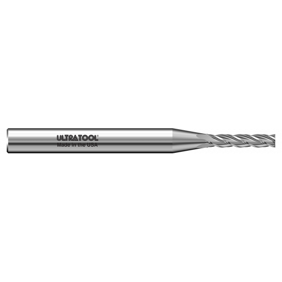 320MXLS .026 Ø .130 x 1.5 x 1/8 4 Flute Square Single End Extra Long Length Micro Carbide End Mill