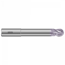 323MLB 1/2 Ø 5/8 x 8" x 1/2 4 Flute Ball Single End Variable Helix Extended Reach Carbide End Mill AlTiN