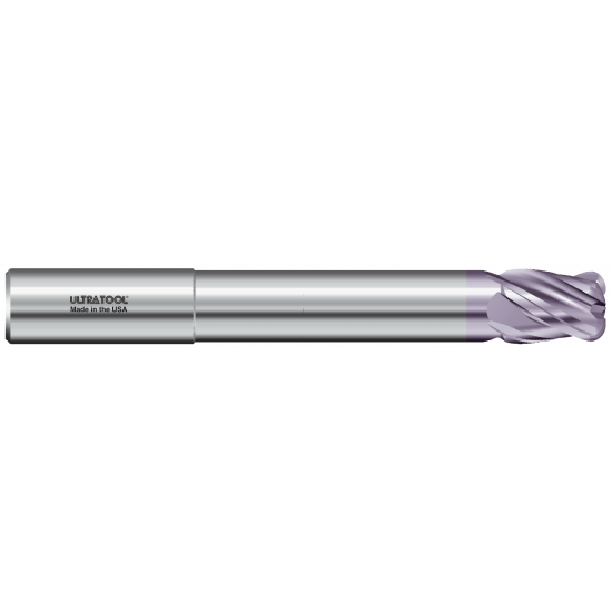 323MLR 1/2 Ø 5/8 x 4" x 1/2 4 Flute .125 Radius Single End Variable Helix Extended Reach Carbide End Mill AlTiN