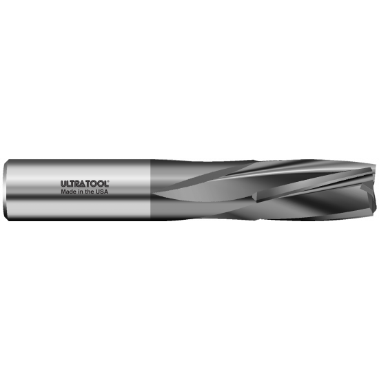 329S 3/8 Ø 1" x 2-1/2 x 3/8 4 Flute Square Single End Downcut Slow Helix Carbide End Mill PVD Diamond