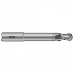 330MLB 3/8 Ø 1/2 x 4" x 3/8 2 Flute Ball Single End Extended Reach Carbide End Mill for Aluminum TiB2