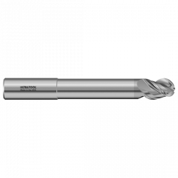 333MLB 3/8 Ø 1/2 x 4" x 3/8 3 Flute Ball Single End Extended Reach Carbide End Mill for Aluminum TiB2