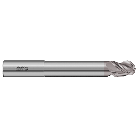 333MLB 1-1/4 Ø 1-1/2 x 12" x 1-1/4 3 Flute Ball Single End Extended Reach Carbide End Mill for Aluminum TiCN