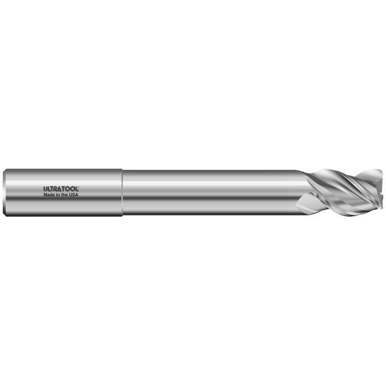 333MLR 3/8 Ø 1/2 x 4" x 3/8 3 Flute .015 Radius Single End Extended Reach Carbide End Mill for Aluminum