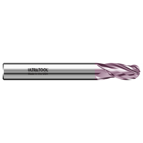 383B 1" Ø 2" x 6" x 1" 3 Flute Ball End Single End Carbide End Mill AlTiN